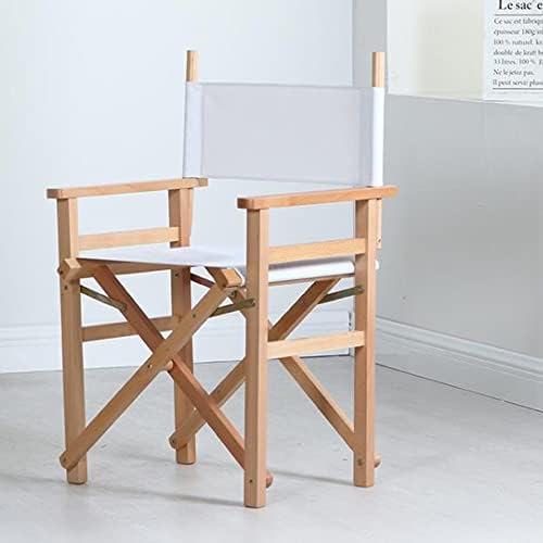 Professional Folding Directors Chair - 24in Portable Makeup Stool for Artists & Barbers, Adjustable Height (75.5cm), Sturdy Wooden Frame & Canvas Backrest, Ideal for Makeup & Hair Styling