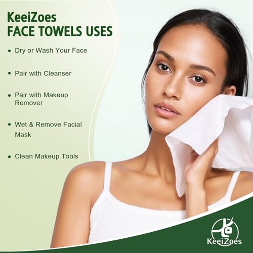 Image of Disposable Face Towels 600 Count, Biodegradable Ultra Soft & Thick Facial Towels for Sensitive Skin, Lint-Free Makeup Remover Dry Wipes, Multi-Purpose Cleansing Towelettes for Face Wipes, Skincare