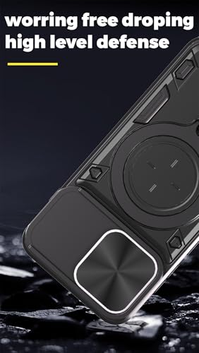 Image of Designerz hub Oneplus 13S Back Case | Hybrid Case with 360 Degree Rotating Finger Ring Holder + Slider Shutter Camera Protection Case for Oneplus 13S- Blue