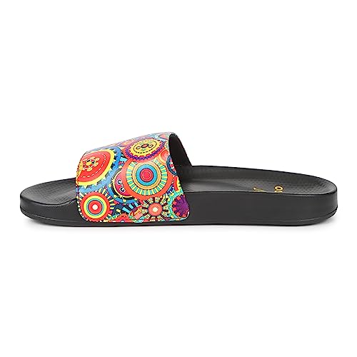 Image of YOHO Tropica Printed Comfortable Women Slides | Stylish Rainy Footwear & Waterproof Monsoon Sandals | Soft Inner Lining On Strap