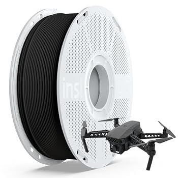 Inslogic PA12-CF Carbon Fiber Nylon Filament 1.75mm Black 1kg Spool, Carbon Fiber Reinforced PA12 Filament, Low Warp & Wear Resistant for End-Use Parts & Automotive Components