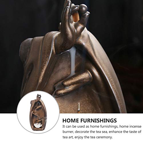 HEALLILY Queimador de Incenso de Monge de Lótus Feng Shui Refluxo de Lótus Queimador de Cone de Ince