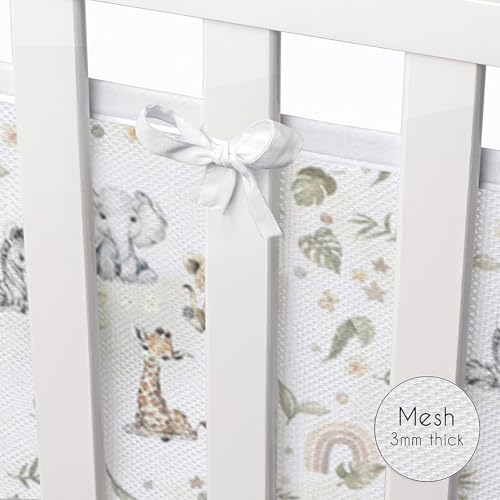 Bizcasa 2 Stück Bettumrandung Babybett,Babybett Umrandungen Breathable Netzgewebe Umrandungen,4-Seitiges Netzfutter, Kinderbett Schutz für Kinderbetten-Verstellbar,Abnehmbar -340cmx30cm + 160cmx30cm