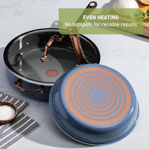 T-Fal Preserve Ceramic, Non stick Cookware Set 13-Piece, Oven & Broiler Safe up to 350°F, Includes Stockpot, Saucepans, Frying Pans, Protectors, Pots and Pans, Blue by T-Fal - Image 7
