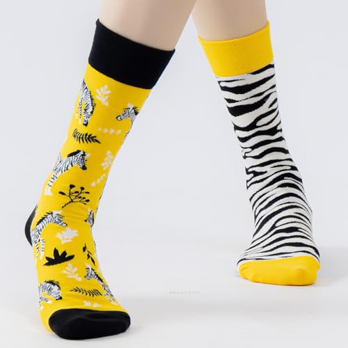 Image of 2 Pairs Cartoon Animal Crew Socks Fun Cotton Mid Calf Socks for Women