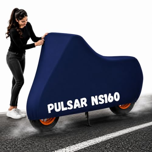 Image of Powerfull Bike Body Cover for Pulsar NS160 Dustproof Scratchproof - 100% Waterproof Pulsar NS160 Cover for Two Wheeler, Outdoor Full Motorcycle Cover with UV, Duty, Rain Protection - Blue