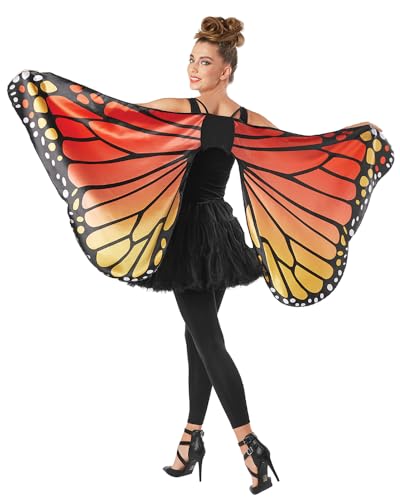 Ailes de cape papillon monarque avec impression duplex pour costume fée Halloween femme