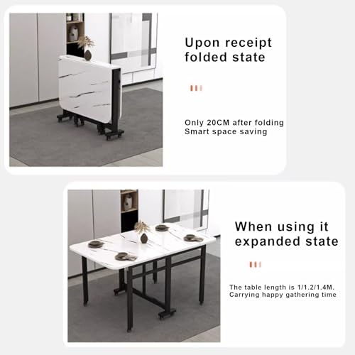 Table à abattants pour petit espace mobile marbre et noir prête à l'emploi - 4