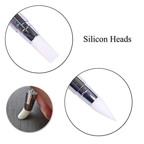 TOSSPER 1Pc Nail Art Pinsel Glitter Picker Pen Silikon Strass Powder Carve Griff Nagel UV Gel Doppel Köpfe DIY Maniküre-Werkzeug – Bild 5