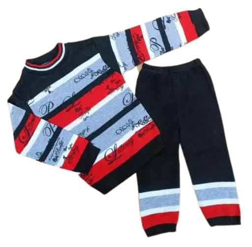 Image of VanshNaksh Kids Regular Fit Casual Soft Woolen Winter Wear Sweatshirt with Pant Set /Sweater for Boys & Girls