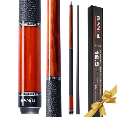 Banly Carbon Fiber Pool Cue Stick 12.5mm Time Crystal Tip, Low Deflection Pool Cue Professional Billiard Cue Sticks with Ebony Wood Butt, Gift Box