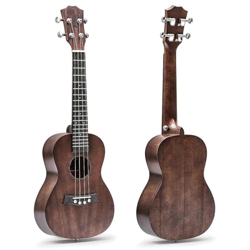 ウクレレ ソリッドマホガニーウクレレアクセサリーギグバッグストラップナイロン弦電気チューナーピック付き(Size:23 inches)