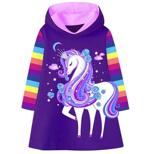 VIKITA Girls Dresses Pink Winter Clothes Sparkling Long Sleeve Hoodie for Little Kids 2-12 Years Valentine's Day Gifts