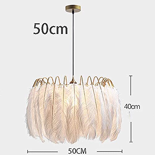 Lustre plume blanche E27 anti-éblouissement suspension ronde pour éclairage doux