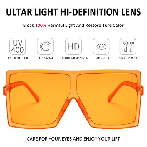 Dollger Square Oversized Sunglasses for Women Men Fashion Big Black 70s Flat Top Sunglasses Shades3