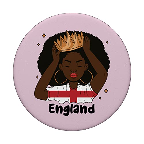 Melanin England Afro Hair English Roots England Afro PopSockets Swappable PopGrip, Black - Image 3