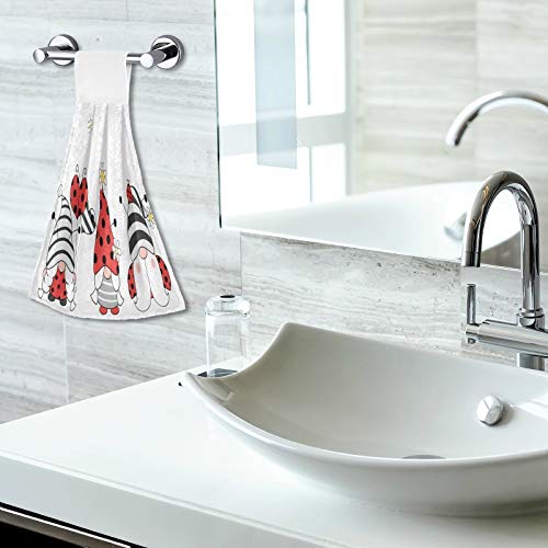 Kocoart Spring Ladybug Gnomes Kitchen Hand Towels Summer Hanging Tie Towel Dish Towel With Loop 2Pcs, Soft Super Absorbent Dishcloths Fingertip Towel For Bathroom Washroom Guestroom Hotel 12X17 In #TOP5