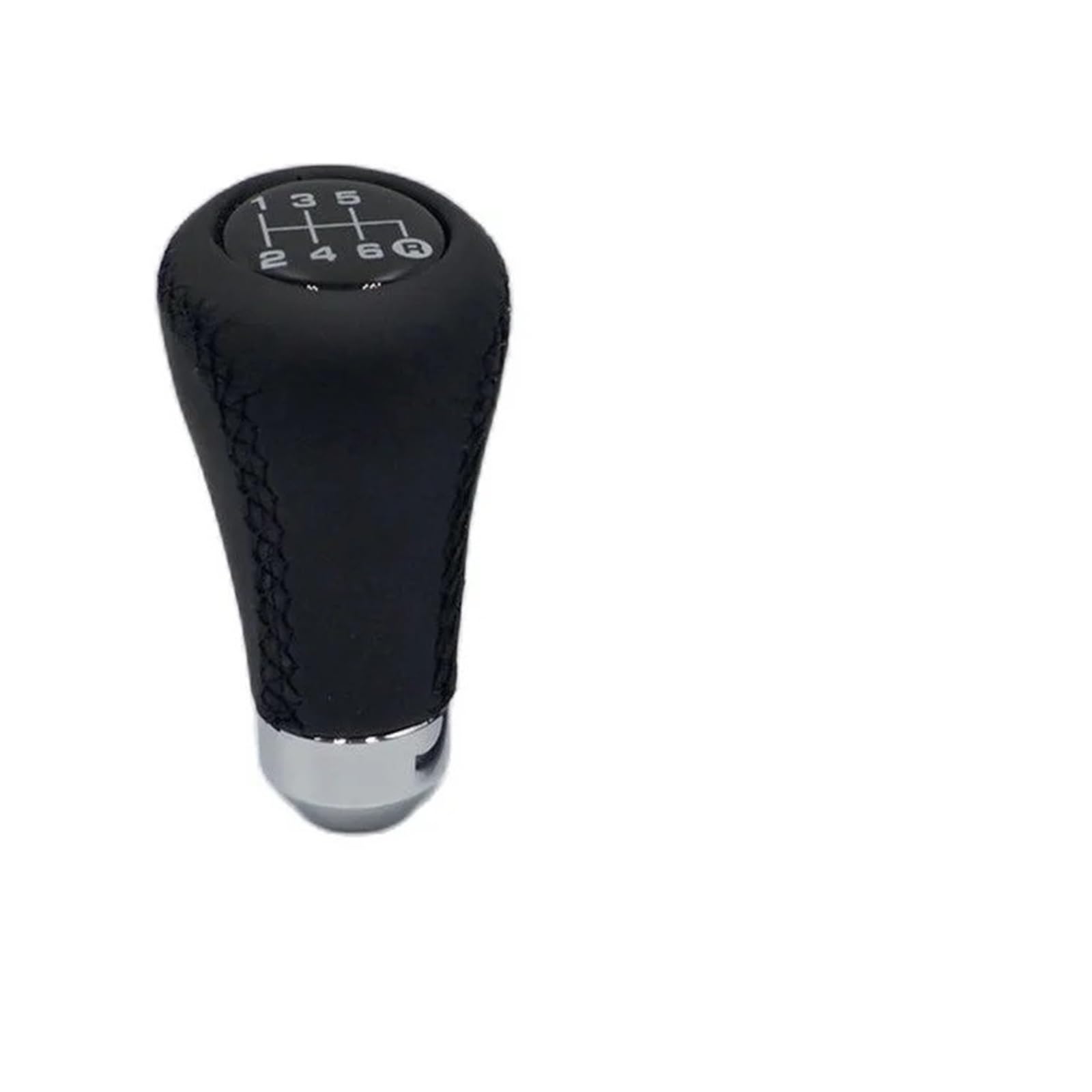 Jeocoai Black Car Gear Knob Universal Car Gear Shift Knob Stick 5 / 6Speed Manual Shifter Lever For Red Line Stitche Pu Leather(,5Speed)