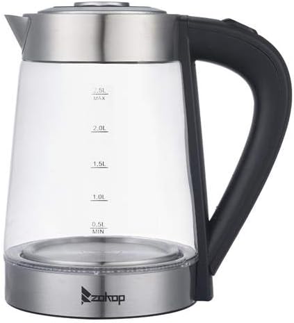 Electric Kettle,2.5L 1200W Glass Hot Water Kettle,Coffee & Tea Kettle & Hot Water Boiler,Auto Shut-Off, Cool Touch Handle,LED Indicator Auto Shut-Off & Boil-Dry Protection (Blue Glass)