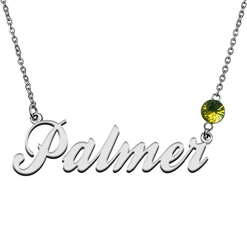 GR859C Personalized Charm Name Necklace with Birthstone for Best Friends Palmer