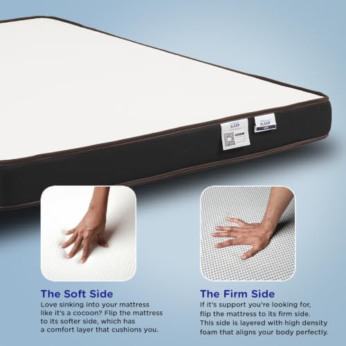 Image of Nilkamal SLEEP Lite Dual Comfort 4 Inch Mattress | 10 Year Warranty | Reversible Design | Soft & Firm Sides | Superior HD Foam | Breathable Knitted Fabric | Bed Mattress | Single Size (72 x 35 x 4)