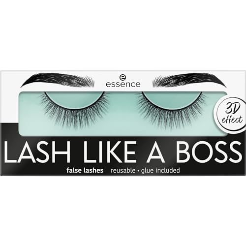 essence LASH LIKE A BOSS false lashes, künstliche Wimpern, Nr. 04, Schwarz, langanhaltend, volumengebend, vegan, ohne Mikroplastikpartikel, Nanopartikel frei, ohne Parfüm, 1er Pack (1pair)