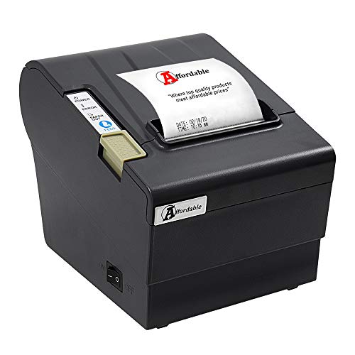 Desktop Thermal Receipt Printer – 80mm Paper Premium Thermal Printer – with Auto Cutter – Matte Style Black Color – 250mm/s Printing Speed – Plug and Play Easy Installation