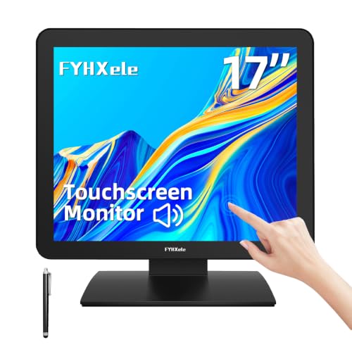 Image of FYHXele 17 Inch Touch Screen Monitor for POS Restaurant Retail Kiosk | 1280x1024 75Hz SXGA Touchscreen Display with HDMI & VGA Port, 10 Point Touch, Desktop or Wall Mountable
