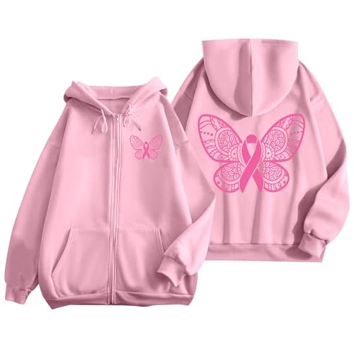Sweat à Capuche Octobre Rose Homme avec Poches pour le Bureau et Vacances