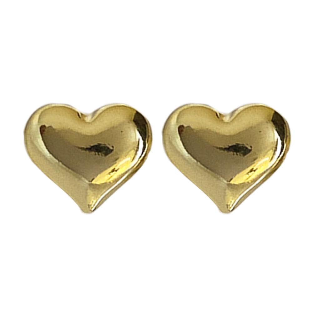 BOWTONGPendientes de corazón dorado para mujer, aretes de corazón grueso, aretes de corazón con forma de corazón, aretes de corazón lindos, aretes de tuerca para mujer