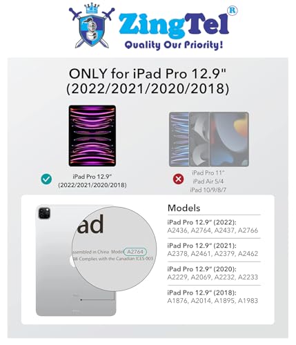 Image of Screen Guard Designed For iPad Pro 12.9 Inch (2022 /2021 /2020 /2018) / iPad Pro 12.9 (6th /5th /4th /3rd Gen) Nano Fiber Tempered Glass Screen Protector Flexible, HammerProof & Shatterproof