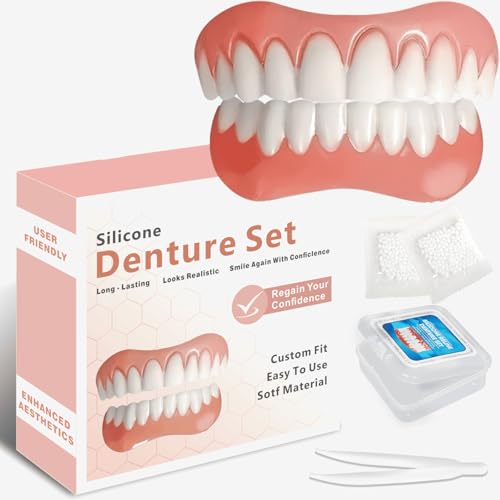 Tooth Repair Kit, Dentures for Women and Men, Silicone Dentures Upper and Lower, Fix Your Smile at Home Within Minutes, Natural Shade Teeth & Veneers