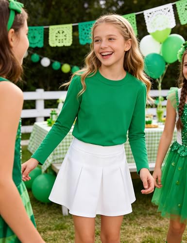Image of KEREDA Girls Long Sleeve Shirts Soft Cotton T-Shirts Crewneck Basic Tees for Kids and Teen Girls Tops Clothes