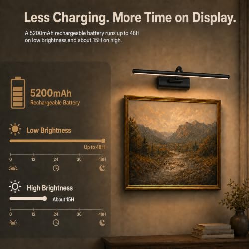 Image of AIFEI Picture Lights for Wall: Rechargeable, True-to-Life Colors