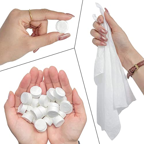 JEFFOUOO 100 Stück Komprimierte,Handtuchpillen,Gepresstes Mini,Tragbarer Handtuch Tabletten, Tücher Erfrischungstuch für Unterwegs,Urlaub,Reisen,Sport,Küche, Baumwolle – Bild 4