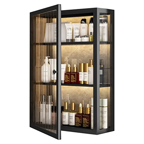 Botiquín de baño de 2 a 4 capas montado en la pared, organizador de artículos de tocador negro y armario de almacenamiento de cosméticos, armario de cocina, diseño de ahorro de espacio (40 x 15 x 60