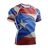 85% Polyester, 15% Spandex Magnesis Puerto Rico Herren Kompressionsshirt Baselayer, kurzärmelig Gr. M, multi