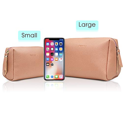 Large Vegan Leather Makeup Bag Zipper Pouch Travel Cosmetic Organizer for Women and Girls (Large, Orange) - Image 8