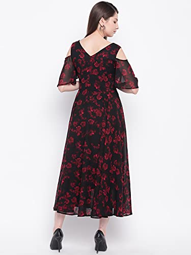 Image of Rare Women's Polyester Fit and Flare Maxi Casual Dress