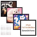 Diamond Art Frame 12x12 Inch - Diamond Frames 30x30 cm Painting Suitable for 10x10inch Picture, Diamond Frame Magnetic Self-Adhesive,Suitabble Frames Painting for Wall Window Door - (Black-4Pack)