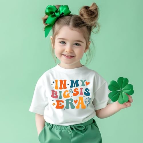 Image of Toddler Big Sister Tee in My Big Sis Era Graphic T-Shirt Big Sis Announcement Crewneck Shirts Sibling Reveal Tops