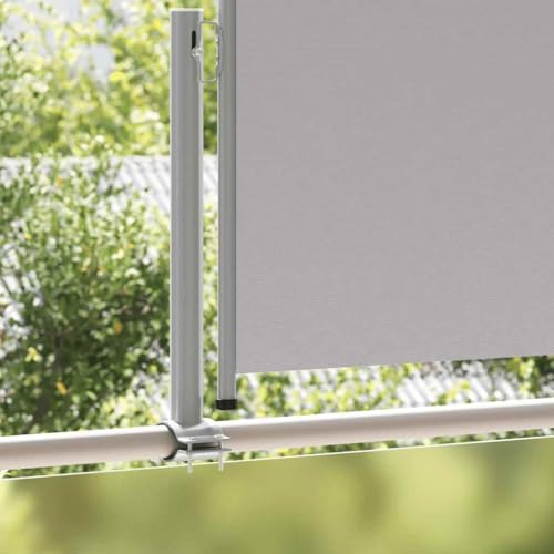 Store latéral extensible 120 x 300 cm gris en fer et polyester imperméable