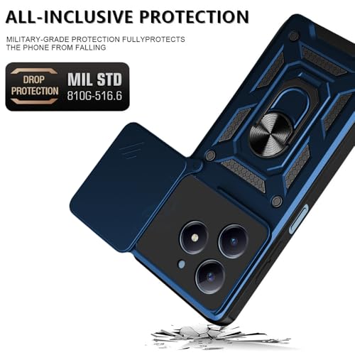 Image of AESTMO Tough Armor Realme C63 / Narzo N63 Bumper Back Case Cover | Ring Holder & Sliding Camera Shield Cover | 360 Degree Protection Back Case Cover for Realme C63 / Narzo N63 (Blue)