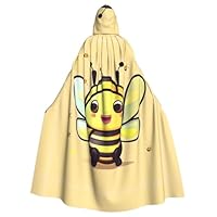 HYTTER Yellow bee Prints Halloween Hooded Poncho Adults Cloak Party Decoration Parties Mardi Gras Costume Easy Care Durable