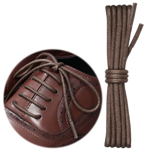 Image of 2 Pairs Dress Shoe Laces, 1 /8 inch Waxed Round Shoelaces | Anti slip waxed cotton coating keeps knots secured all day; 8 colors & 6 sizes for men's,women's leather, dress shoes