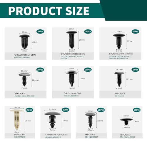 Image of 200PCS Nylon Bumper Shield Retainer & Double End Xmas Tree Retainers Clips Universal Auto Body Shield Retainer Fastener Clip Assortment- Bonus Fastener Remover