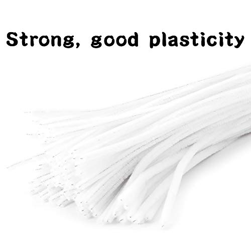100 Pieces Pipe Cleaners Chenille Stem, Solid Color Pipe Cleaners Set for Pipe Cleaners DIY Arts Crafts Decorations, Chenille Stems Pipe Cleaners (White)