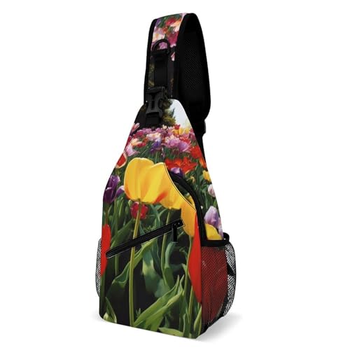 Mochila tipo sling deportiva Tulip Garden para trekking