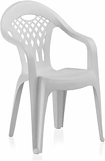 JUANIO Juego de 4 Sillas de jardín Apilables en Resina Color Blanco - Longitud 58 x Profundidad 54 x Altura 86 cm
