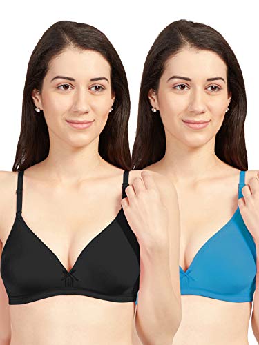 Image of SONARI Omania Womens Non-Padded Cotton Polyester Bras - Solid, Non-Wired, Medium Coverage, Hand Washable (Pack of 2)